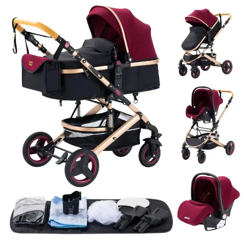 Movebaby™ 3-in-1 Kinderwagen met Autostoel – Luxe & Verstelbaar | Inclusief Accessoires Movebaby