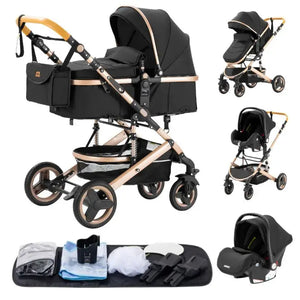 Movebaby™ 3-in-1 Kinderwagen met Autostoel – Luxe & Verstelbaar | Inclusief Accessoires Movebaby