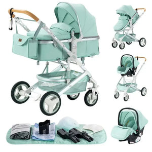 Movebaby™ 3-in-1 Kinderwagen met Autostoel – Luxe & Verstelbaar | Inclusief Accessoires Movebaby