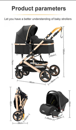 Movebaby™ 3-in-1 Kinderwagen met Autostoel – Luxe & Verstelbaar | Inclusief Accessoires Movebaby