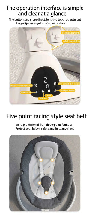 Movebaby™ Elektrische Baby Schommelstoel – Met Afstandsbediening en Muziekfunctie – Tot 15KG Movebaby