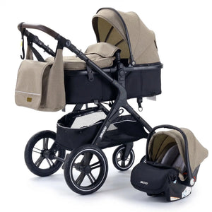 Movebaby™ Luxe 3-in-1 Kinderwagen – Compleet met 9 Accessoires | Verstelbaar, Inklapbaar & Geschikt vanaf Geboorte Movebaby