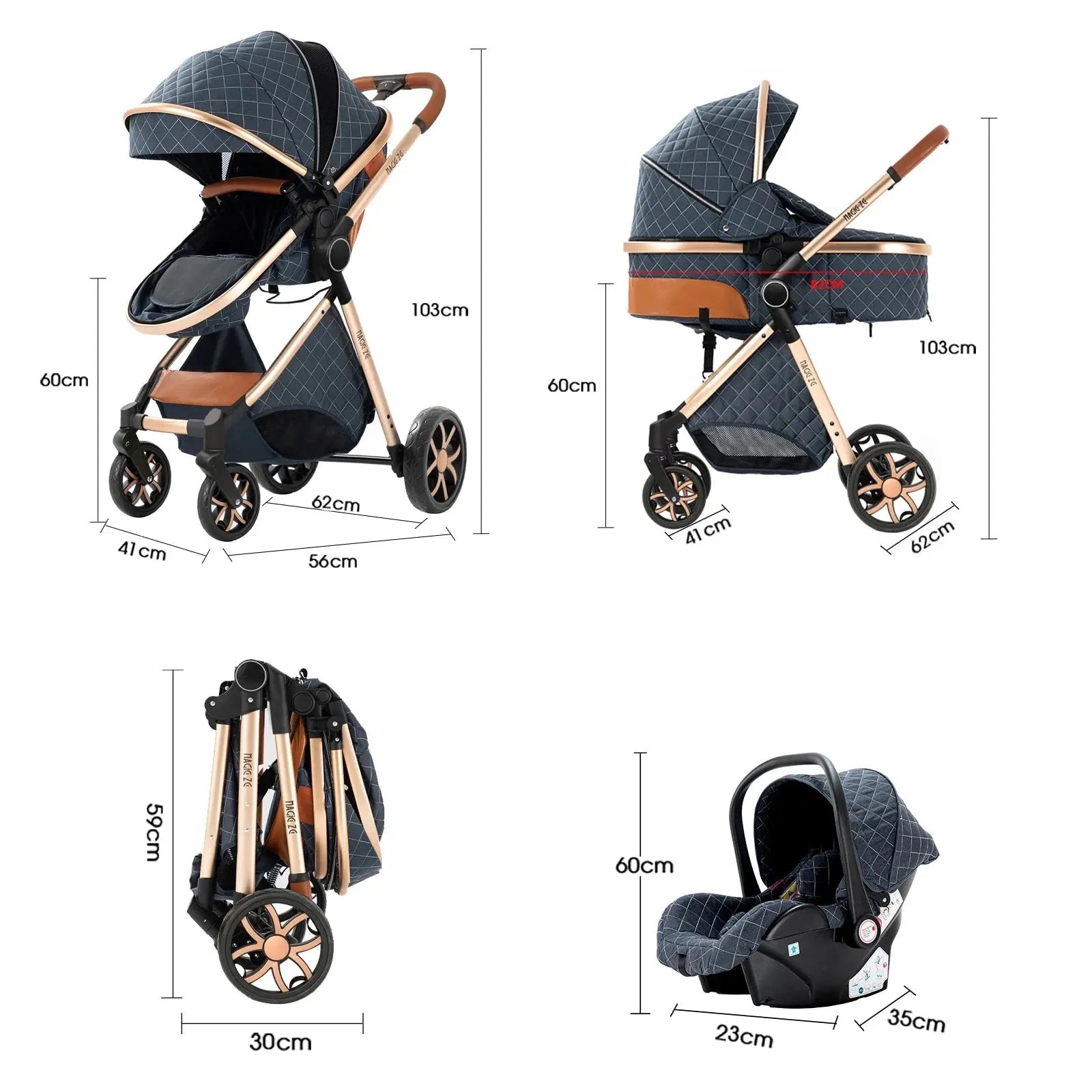 Movebaby™ V9 Kinderwagen 3-in-1 | Lichtgewicht Vierwielige Kinderwagen voor Pasgeborenen Movebaby