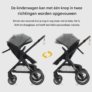 Movebaby™ Luxe 3-in-1 Kinderwagen – Compleet met Accessoires | Verstelbaar, Inklapbaar & Geschikt vanaf Geboorte Movebaby