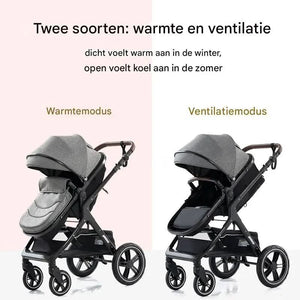 Movebaby™ Luxe 3-in-1 Kinderwagen – Compleet met Accessoires | Verstelbaar, Inklapbaar & Geschikt vanaf Geboorte Movebaby