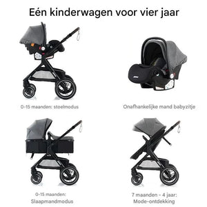 Movebaby™ Luxe 3-in-1 Kinderwagen – Compleet met Accessoires | Verstelbaar, Inklapbaar & Geschikt vanaf Geboorte Movebaby