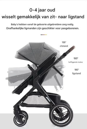 Movebaby™ Luxe 3-in-1 Kinderwagen – Compleet met Accessoires | Verstelbaar, Inklapbaar & Geschikt vanaf Geboorte Movebaby
