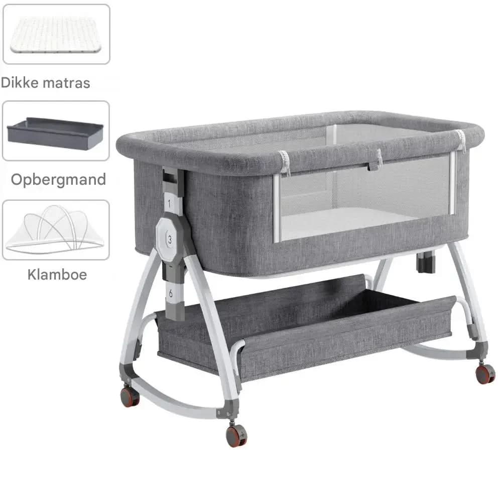 Movebaby™ Luxe Baby Wieg – Verstelbaar & Comfortabel | Geschikt voor 0-36 Maanden | Aluminium Frame & Zachte Bekleding Movebaby
