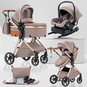 Movebaby™ 3 in 1 Kinderwagen met Autostoel & ISOFIX Base