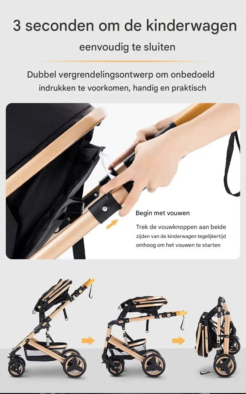 Movebaby™ 3-in-1 Kinderwagen met Autostoel – Luxe & Verstelbaar | Inclusief Accessoires Movebaby