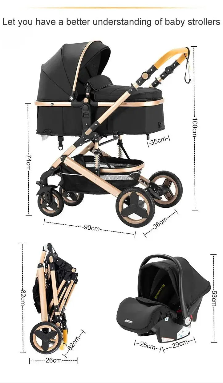 Movebaby™ 3-in-1 Kinderwagen met Autostoel – Luxe & Verstelbaar | Inclusief Accessoires Movebaby