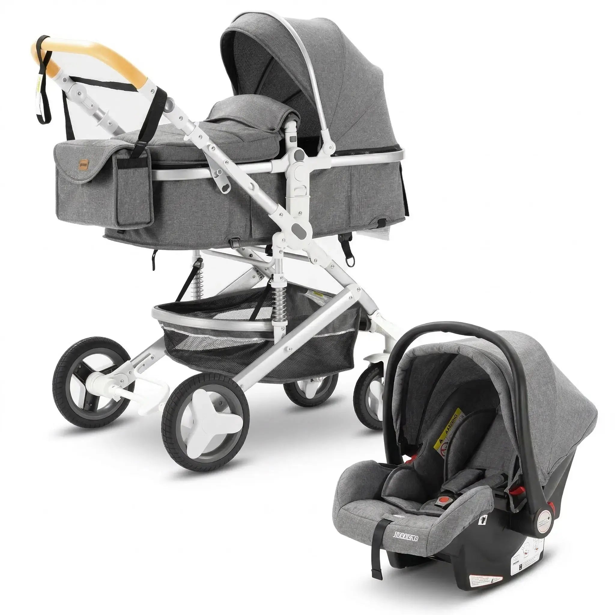 Movebaby™ 3-in-1 Kinderwagen met Autostoel – Luxe & Verstelbaar | Inclusief 9 Accessoires Movebaby