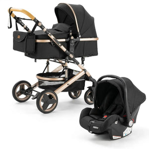 Movebaby™ 3-in-1 Kinderwagen met Autostoel – Luxe & Verstelbaar | Inclusief 9 Accessoires Movebaby