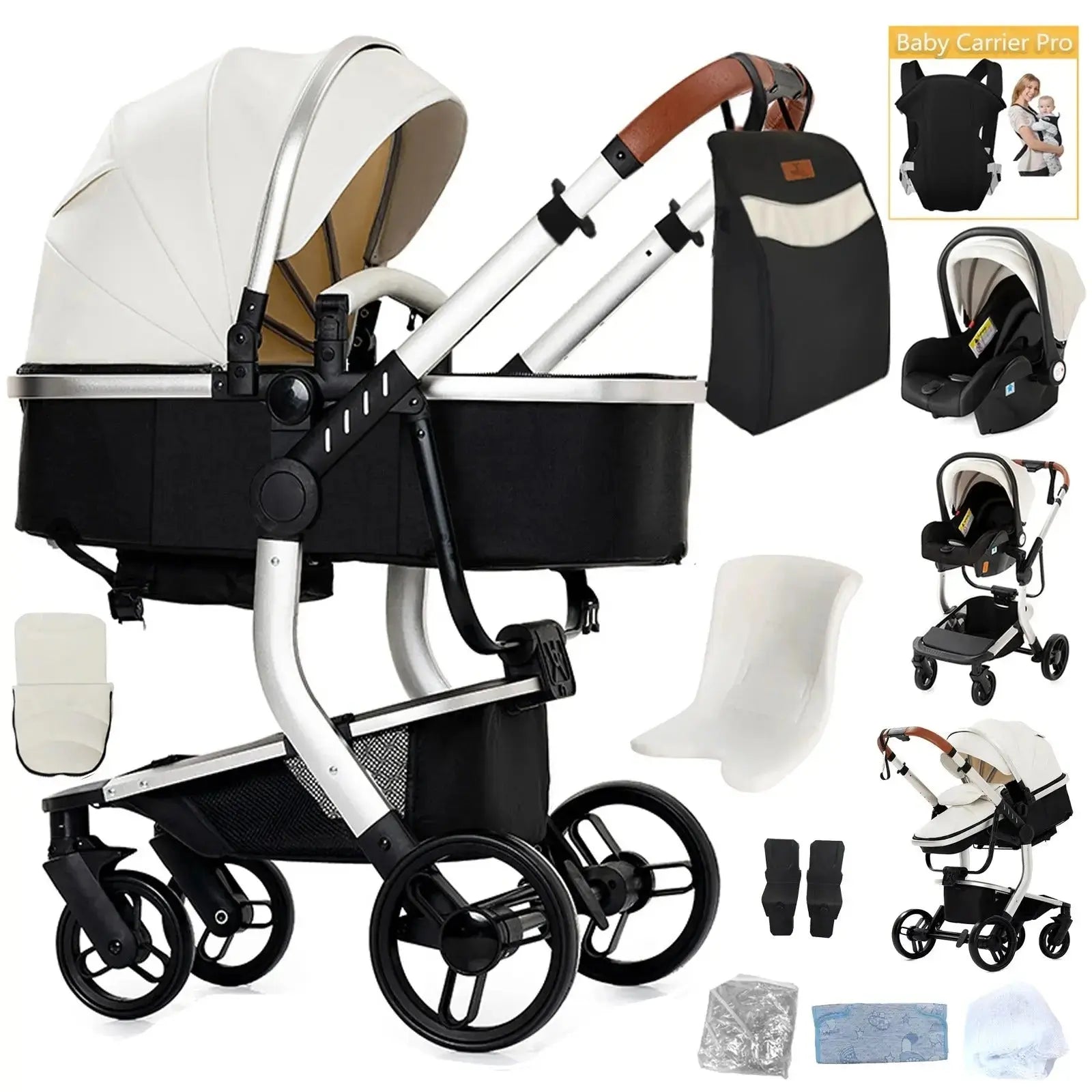 Movebaby™ 518 Kinderwagen 3-in-1 | Lichtgewicht Vierwielige Kinderwagen voor Pasgeborenen Movebaby