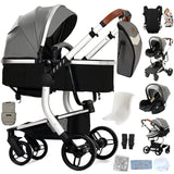 Movebaby™ 518 Kinderwagen 3-in-1 | Lichtgewicht Vierwielige Kinderwagen voor Pasgeborenen Movebaby