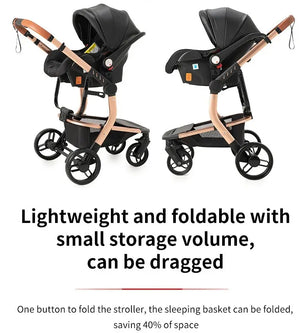 Movebaby™ 518 Kinderwagen 3-in-1 | Lichtgewicht Vierwielige Kinderwagen voor Pasgeborenen Movebaby