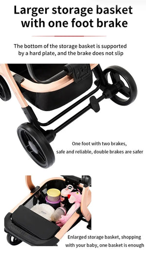Movebaby™ 518 Kinderwagen 3-in-1 | Lichtgewicht Vierwielige Kinderwagen voor Pasgeborenen Movebaby