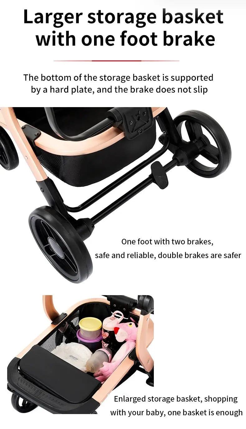 Movebaby™ 518 Kinderwagen 3-in-1 | Lichtgewicht Vierwielige Kinderwagen voor Pasgeborenen Movebaby