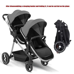 Movebaby™ Duo Kinderwagen 2025 – Dubbele Kinderwagen – Opvouwbaar en Multifunctioneel