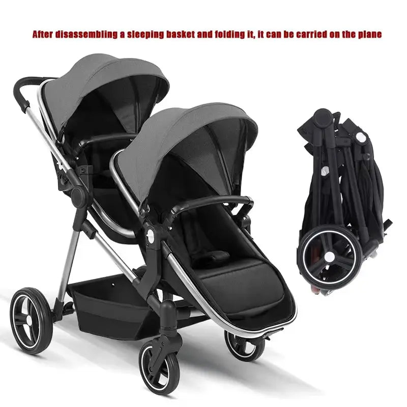 Movebaby™ Duo Kinderwagen 2025 – Dubbele Kinderwagen – Opvouwbaar en Multifunctioneel