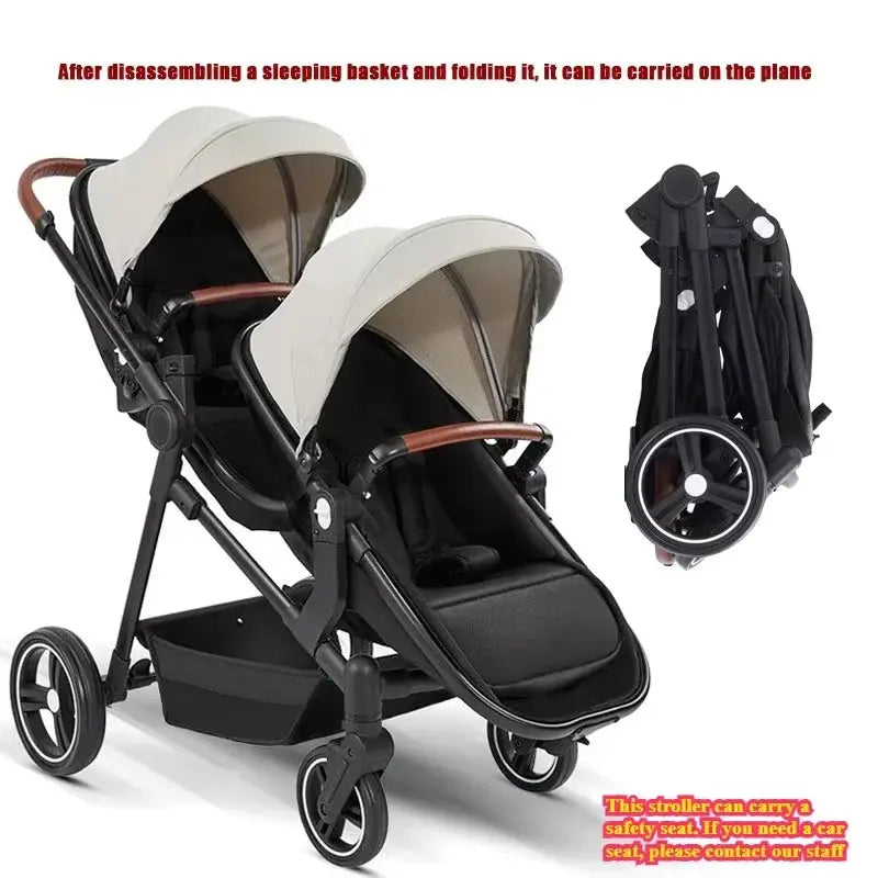 Movebaby™ Duo Kinderwagen 2025 – Dubbele Kinderwagen – Opvouwbaar en Multifunctioneel