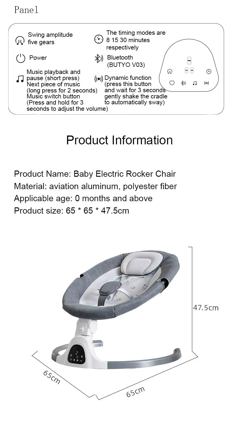 Movebaby™ Elektrische Baby Schommelstoel – Met Afstandsbediening en Muziekfunctie – Tot 15KG Movebaby