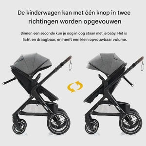 Movebaby™ Luxe 3-in-1 Kinderwagen – Compleet met Accessoires | Verstelbaar, Inklapbaar &amp; Geschikt vanaf Geboorte Movebaby