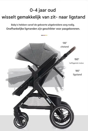 Movebaby™ Luxe 3-in-1 Kinderwagen – Compleet met Accessoires | Verstelbaar, Inklapbaar &amp; Geschikt vanaf Geboorte Movebaby