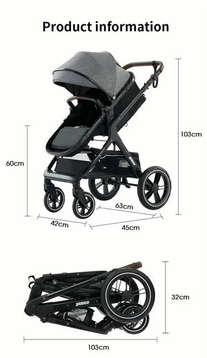 Movebaby™ Luxe 3-in-1 Kinderwagen – Compleet met Accessoires | Verstelbaar, Inklapbaar & Geschikt vanaf Geboorte Movebaby
