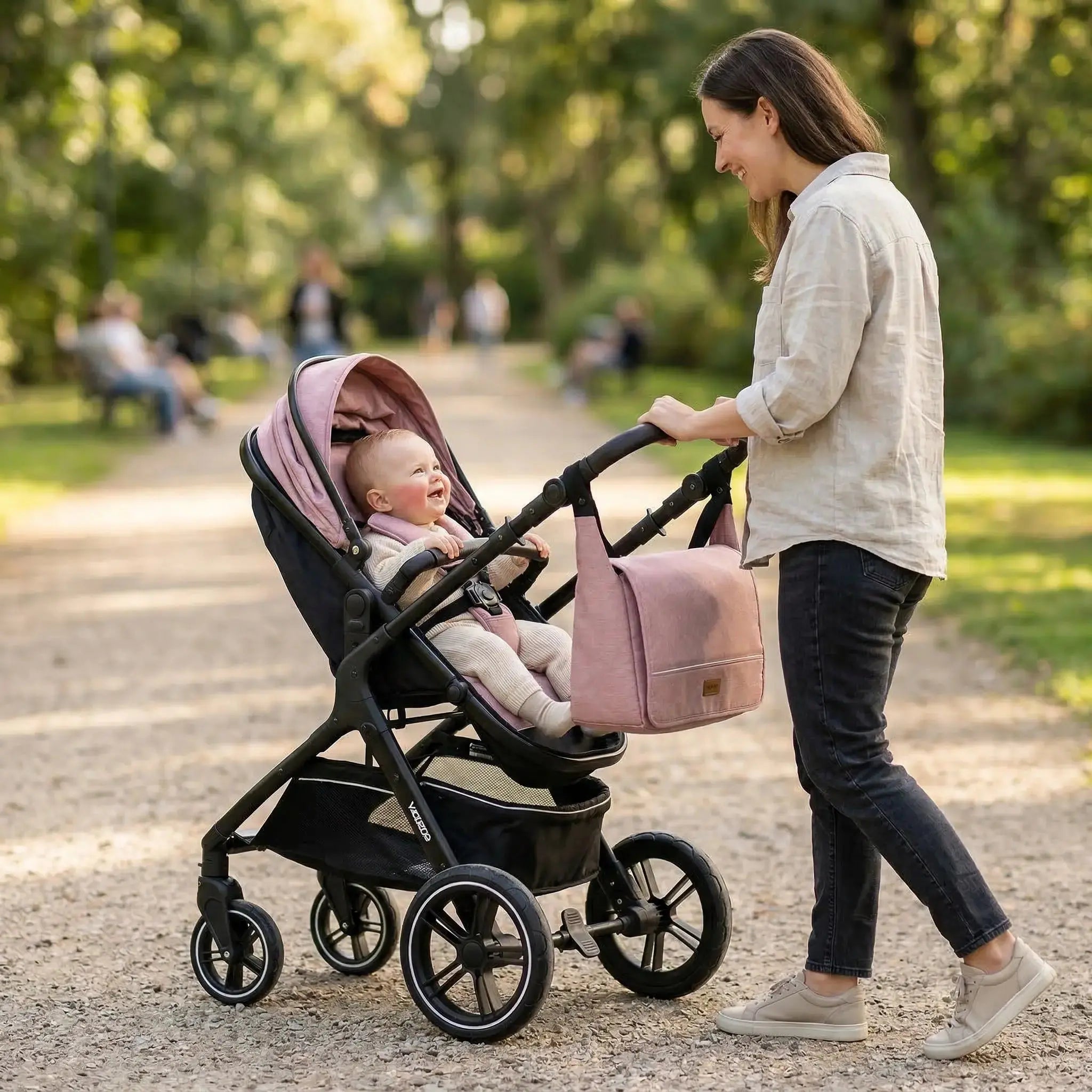 Movebaby™ Luxe 3-in-1 Kinderwagen – Compleet met 9 Accessoires | Verstelbaar, Inklapbaar & Geschikt vanaf Geboorte Movebaby