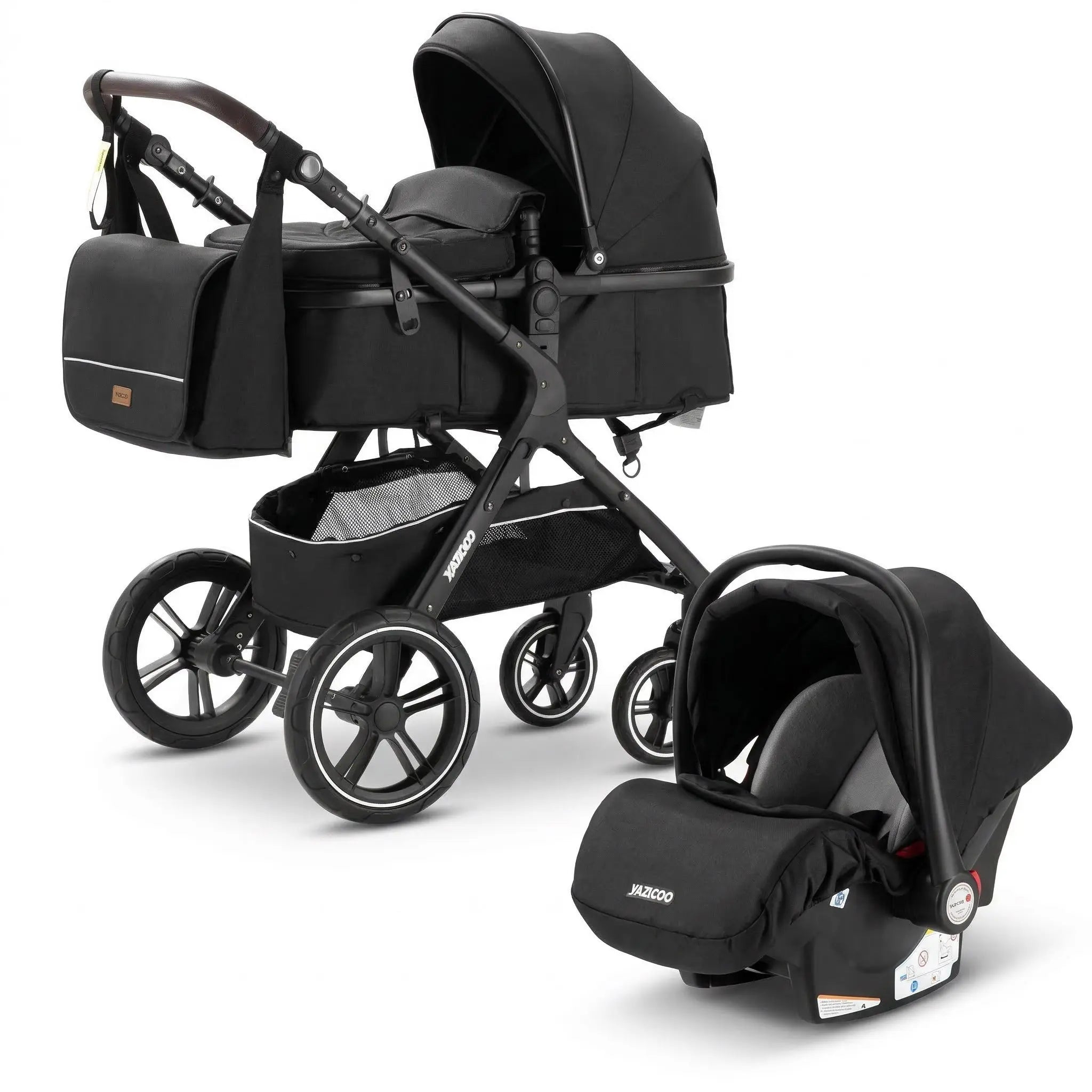 Movebaby™ Luxe 3-in-1 Kinderwagen – Compleet met 9 Accessoires | Verstelbaar, Inklapbaar & Geschikt vanaf Geboorte Movebaby