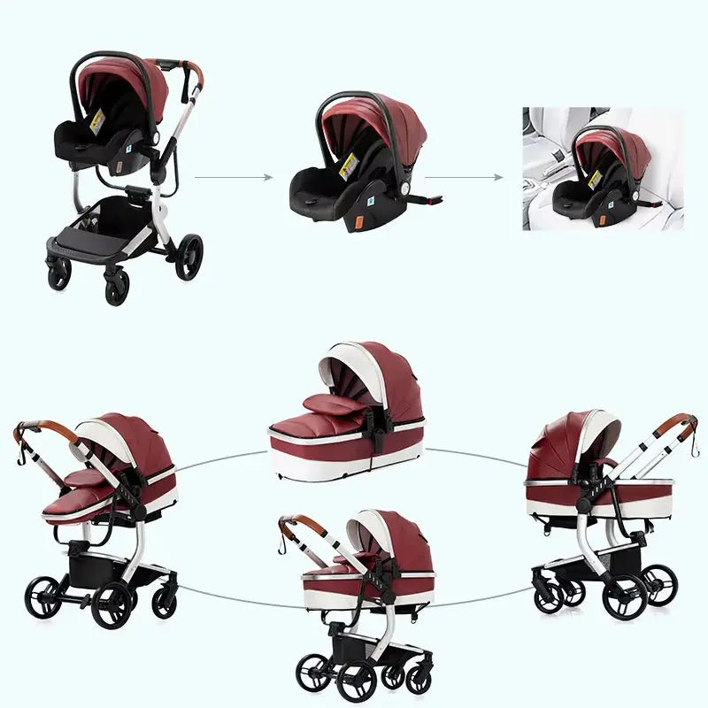 Movebaby™ 518 Kinderwagen 3-in-1 | Lichtgewicht Vierwielige Kinderwagen voor Pasgeborenen Movebaby