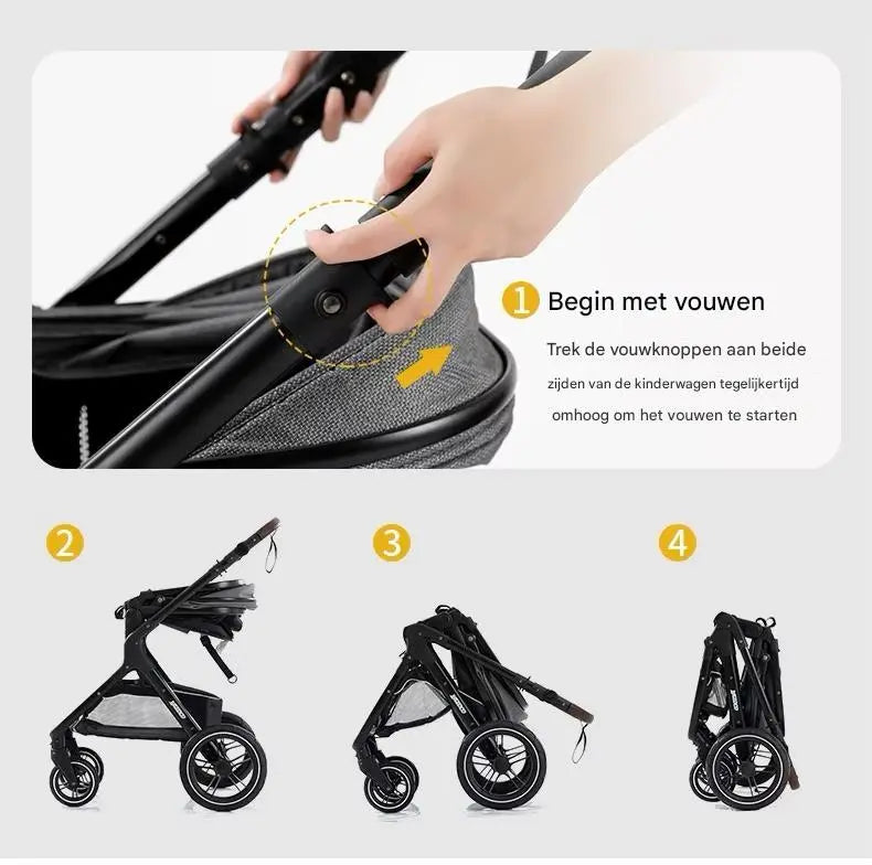 Movebaby™ Luxe 3-in-1 Kinderwagen – Compleet met Accessoires | Verstelbaar, Inklapbaar &amp; Geschikt vanaf Geboorte Movebaby