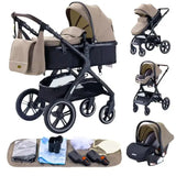 Movebaby™ Luxe 3-in-1 Kinderwagen – Compleet met Accessoires | Verstelbaar, Inklapbaar &amp; Geschikt vanaf Geboorte Movebaby