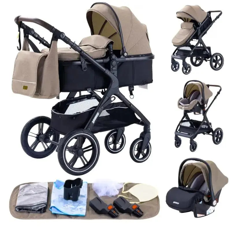 Movebaby™ Luxe 3-in-1 Kinderwagen – Compleet met Accessoires | Verstelbaar, Inklapbaar &amp; Geschikt vanaf Geboorte Movebaby