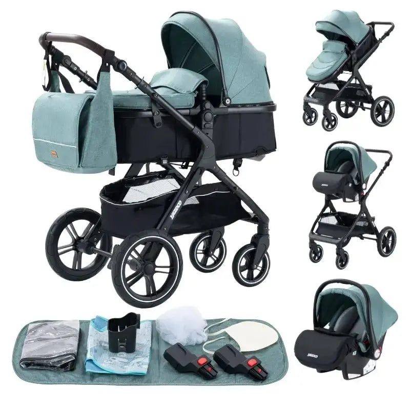Movebaby™ Luxe 3-in-1 Kinderwagen – Compleet met Accessoires | Verstelbaar, Inklapbaar &amp; Geschikt vanaf Geboorte Movebaby