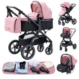 Movebaby™ Luxe 3-in-1 Kinderwagen – Compleet met Accessoires | Verstelbaar, Inklapbaar &amp; Geschikt vanaf Geboorte Movebaby