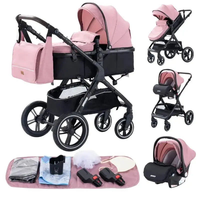 Movebaby™ Luxe 3-in-1 Kinderwagen – Compleet met Accessoires | Verstelbaar, Inklapbaar &amp; Geschikt vanaf Geboorte Movebaby