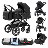 Movebaby™ Luxe 3-in-1 Kinderwagen – Compleet met Accessoires | Verstelbaar, Inklapbaar &amp; Geschikt vanaf Geboorte Movebaby