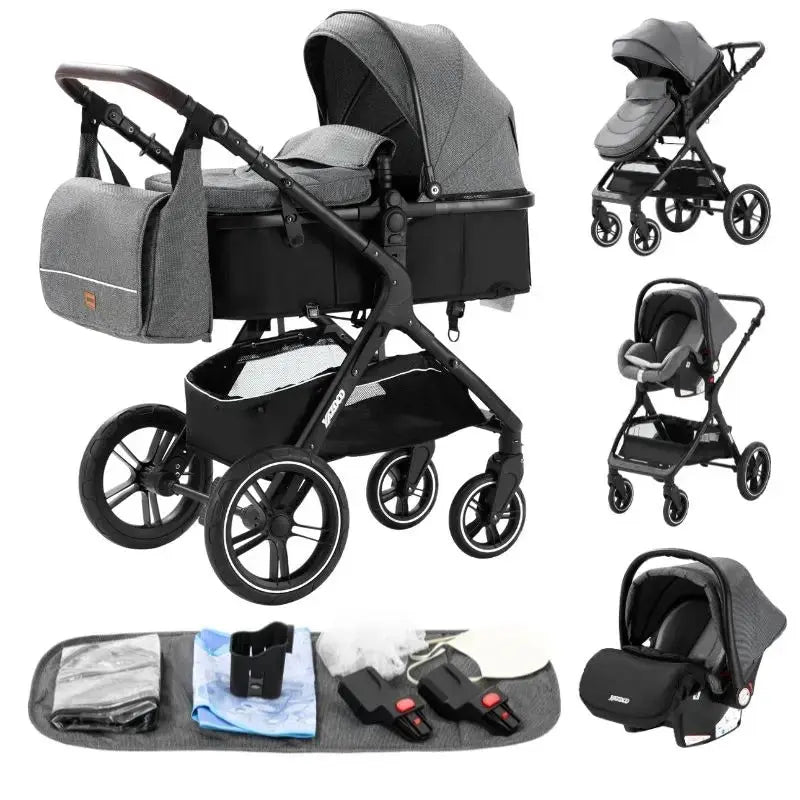 Movebaby™ Luxe 3-in-1 Kinderwagen – Compleet met Accessoires | Verstelbaar, Inklapbaar &amp; Geschikt vanaf Geboorte Movebaby