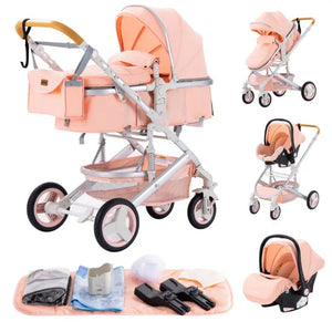 Movebaby™ 3-in-1 Kinderwagen met Autostoel – Luxe & Verstelbaar | Inclusief Accessoires Movebaby