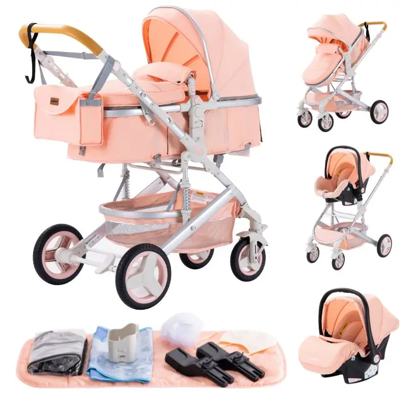 Movebaby™ 3-in-1 Kinderwagen met Autostoel – Luxe & Verstelbaar | Inclusief Accessoires Movebaby