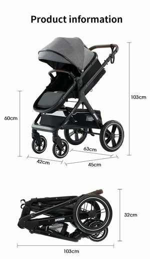 Movebaby™ Luxury 3-in-1 Stroller – Complete with 9 Accessories | Adjustable, Foldable & Suitable from Birth | Video